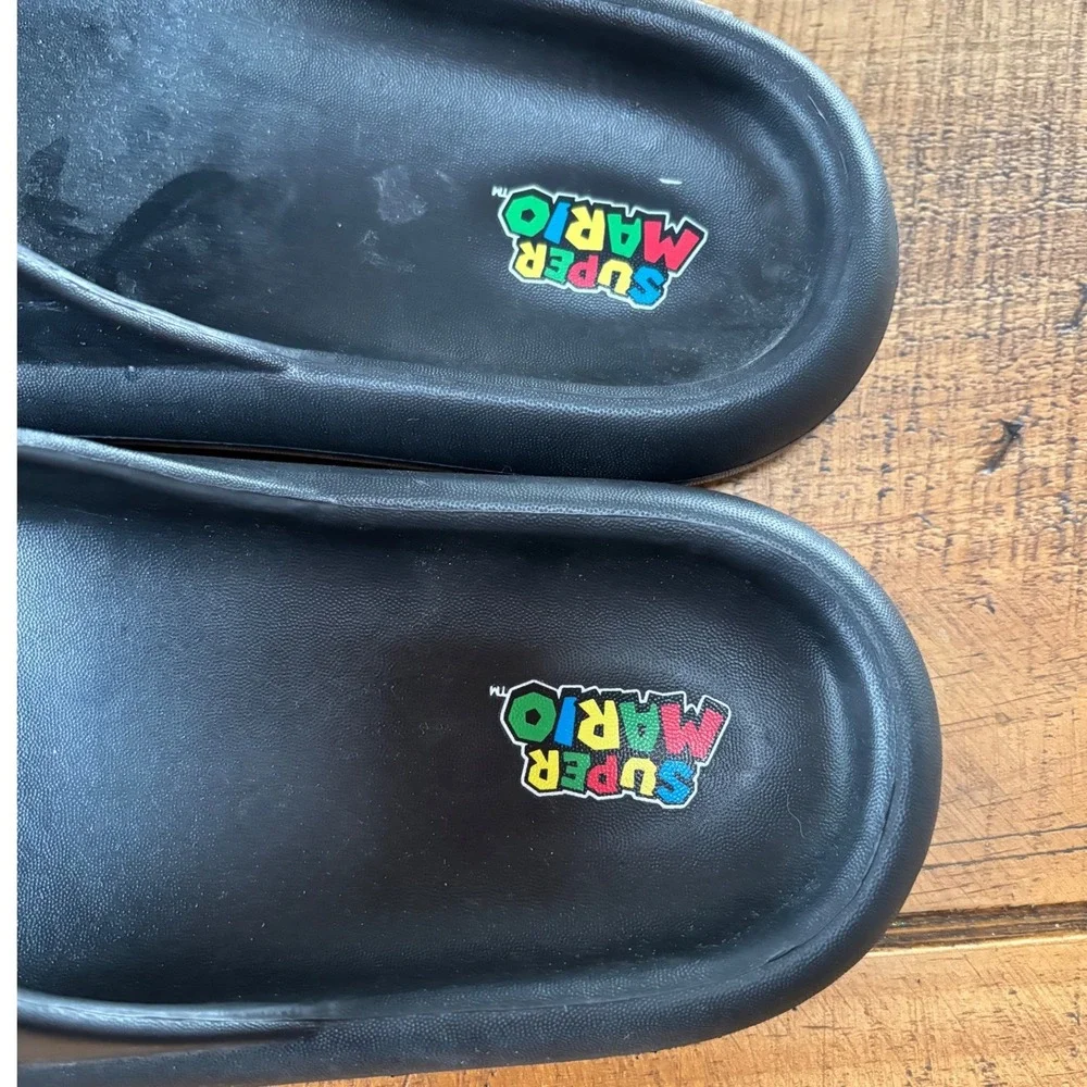 Super Mario Nintendo Mario and Luigi Mens‎ Black Slides Sandals Size 9